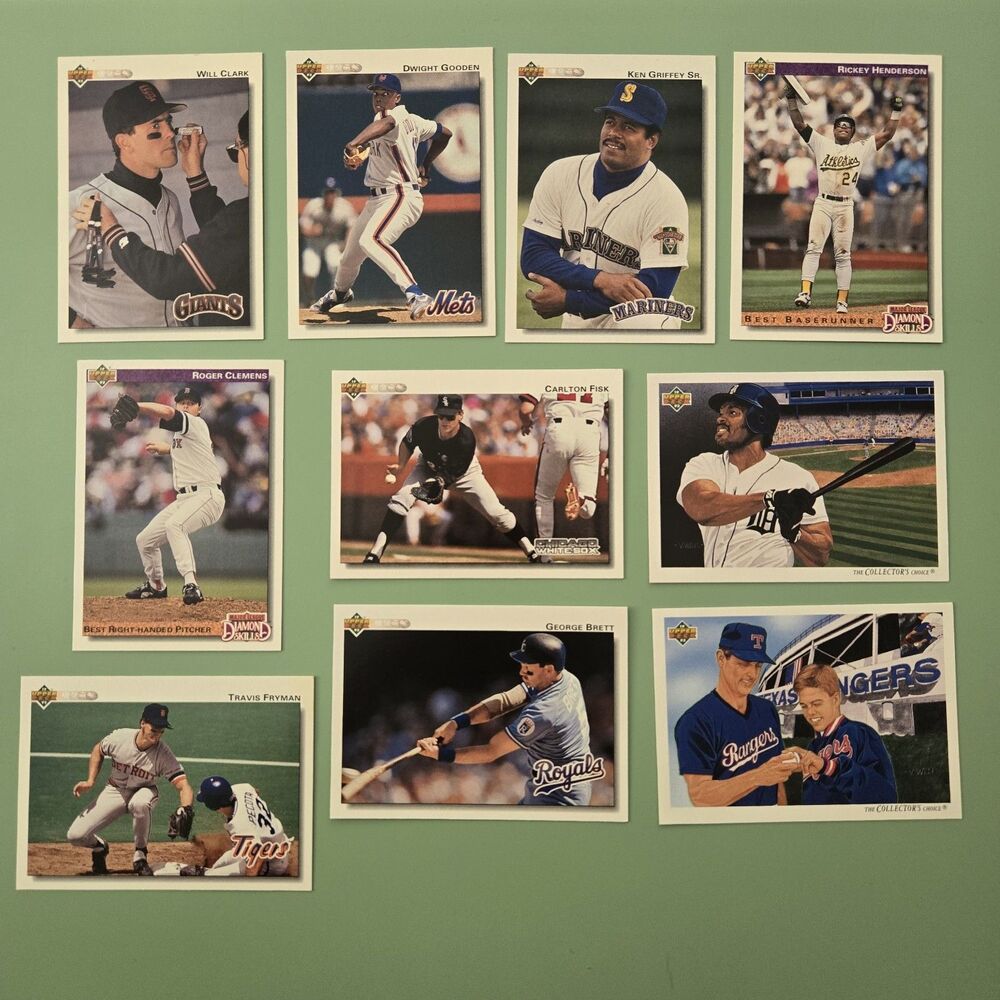 1992 Upper Deck Baseball Card Lot (10) Griffey Sr Clemens Brett Henderson HOF